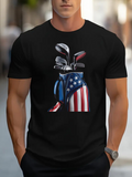 Men's T-Shirt Patriotic Golf Bag With Clubs Draped In American Flag Colors