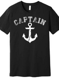 Men's T-Shirt Captain Vintage Distressed White Iconic Anchor Nautical Design Shirt