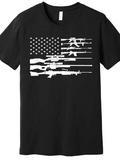 Men's T-Shirt American Flag Inspired Design With White Silhouettes Of Assault Rifles