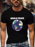 Men's T-Shirt World Peace Colorful Continents With Soft Shadows Around Earth