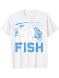 Men's T-Shirt This Kid Lives To Fish Under Bright Blue Fishing Rod And Water Splash Fish