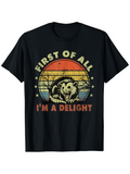 Men's T-Shirt First Of All Im A Delight Retro Sunset Animal With Vintage Striped Background Possum