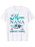 Men's T-Shirt Blue Florals With Playful Typography And Sentiments Mother