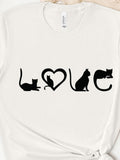 Men's T-Shirt Love In Playful Black Cat Silhouettes With Heart Shaped Letter