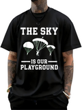 Men's T-Shirt The Sky Is Our Playground With Parachutes Floating Underneath A Clear Blue Sky