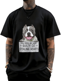 Men's T-Shirt Guilty Of Stealing Hearts Cheerful Dog Illustration Smiling Dog Cartoon Art Print