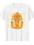Men's T-Shirt Golden Ancient Mask With Sunlit Detail Among Faded Egypt Lettering Mask