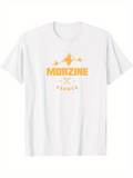 Men's T-Shirt Golden Mountain Silhouette With Sunrise And French Lettering Morzine