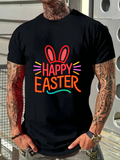 Men's T-Shirt Happy Easter Neon Style Bunny Ears Surrounded By Colorful Accents