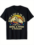 Men's T-Shirt Being A Dad Is An Honor Retro Mountain Scenery With Fist Bump Graphic Animal Paw