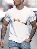 Men's T-Shirt Classic Renaissance Style Reaching Hands Printed On White Cotton T Shirt