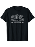 Men's T-Shirt Saved By Grace Through Faith Ephesians Text Elegant Vintage Banner