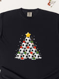 Men's T-Shirt Snowfall And Gift Boxes With Stacked Christmas Soccer Tree