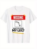 Men's T-Shirt Missing Poster With Bold Black Yellow Text And Line Drawing Leg