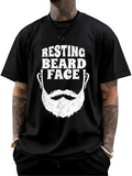Men's T-Shirt Resting Beard Face Bold White Lettering With Graphic Beard Illustration Face