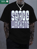 Men's T-Shirt Space Walking Astronaut Floating Among Stars With Galactic Glow Suit