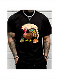 Men's T-Shirt Festive Harvest Fruits With Colorful Autumn Leaves And Turkey