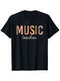 Men's T-Shirt Music Teacher Bold Animal Print Lettering On Black Shirt