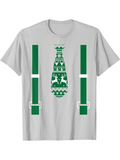 Men's T-Shirt Festive Green Patterns With Reindeer And Belts On Neck Tie