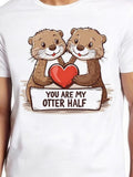 Men's T-Shirt You Are My Otter Half Holding Red Heart Two Otters White Background