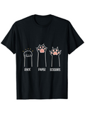 Men's T-Shirt Rock Paper Scissors With Cute Cat Paws Playful Hand Gestures