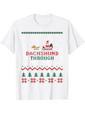 Men's T-Shirt Dachshund Through With Christmas Trees Santa Sleigh Dogs