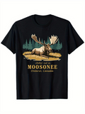 Men's T-Shirt Chillin Out In Moosonee With Majestic Moose Under Pine Trees