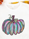 Men's T-Shirt Colorful Pastel Strokes With Whimsical Artistic Fall Pumpkin