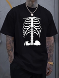 Men's T-Shirt Stylized Human Skeleton Bones Design On Black Shirt