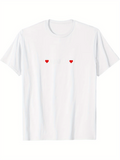 Men's T-Shirt Minimalist Pair Of Red Hearts On Soft Cotton White Tshirt