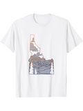 Men's T-Shirt Layered Blue And Orange Mountains With Pine Trees Idaho State