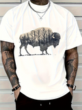Men's T-Shirt Winter Forest With Bare Trees Silhouetted Inside Large Majestic Buffalo