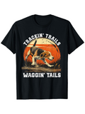 Men's T-Shirt Trackin Trails Waggin Tails With Loyal Dog Among Grassy Fields At Sunset Beagle