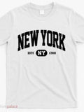Men's T-Shirt New York Vintage Lettering College Arched Print With Bold Black Text