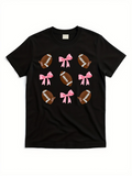 Men's T-Shirt Pink Ribbon Accents Surrounding Multiple Brown American Football