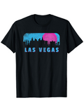 Men's T-Shirt Las Vegas Blue Pink Sunset Silhouette Skyline Cityscape Icon T Shirt