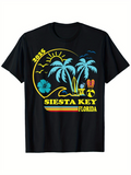Men's T-Shirt 2025 Siesta Key Florida Sunset With Surfboards Palm Trees And Beach Ball