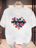 Men's T-Shirt Beginning Colorful Abstract Heart Shapes Art Centerpiece