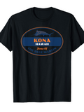 Men's T-Shirt Kona Hawaii With Blue Marlin Swimming Under Oval Logo