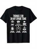 Men's T-Shirt Things I Do In My Spare Time Funny Research With Grill And BBQ Icons