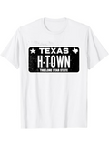 Men's T-Shirt Texas H Town With Lone Star State Black License Print