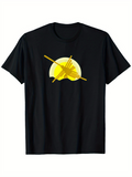 Men's T-Shirt Golden Sunlight With Musical Instrument Shadows On Black T Shirt