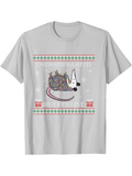 Men's T-Shirt Overstimulated Cat Resting Comfortably With Ghost Under Festive Patterns