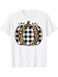 Men's T-Shirt Leopard Print Plaid Pattern On Autumn Harvest Pumpkin