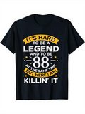 Men's T-Shirt Its Hard To Be A Legend With Bold Yellow Accents And Playful Number Typography T Shirt
