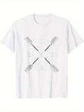 Men's T-Shirt Crossed Oars With Minimal Shadow Detailing White Oar T Shirt
