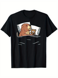 Men's T-Shirt Cozy Bedtime With Big Bear Snuggling A Small Teddy Bear