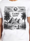 Men's T-Shirt Cairo Egypt Ancient Pyramids With Palms Under Mysterious Sunlit Sky