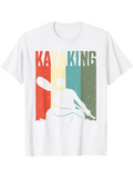 Men's T-Shirt Kayak King Vintage Colors With Paddle Silhouette Over Splashing Water Kayaker