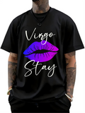 Men's T-Shirt Virgo Stay Neon Gradient Lips On Minimalist Cotton Tee